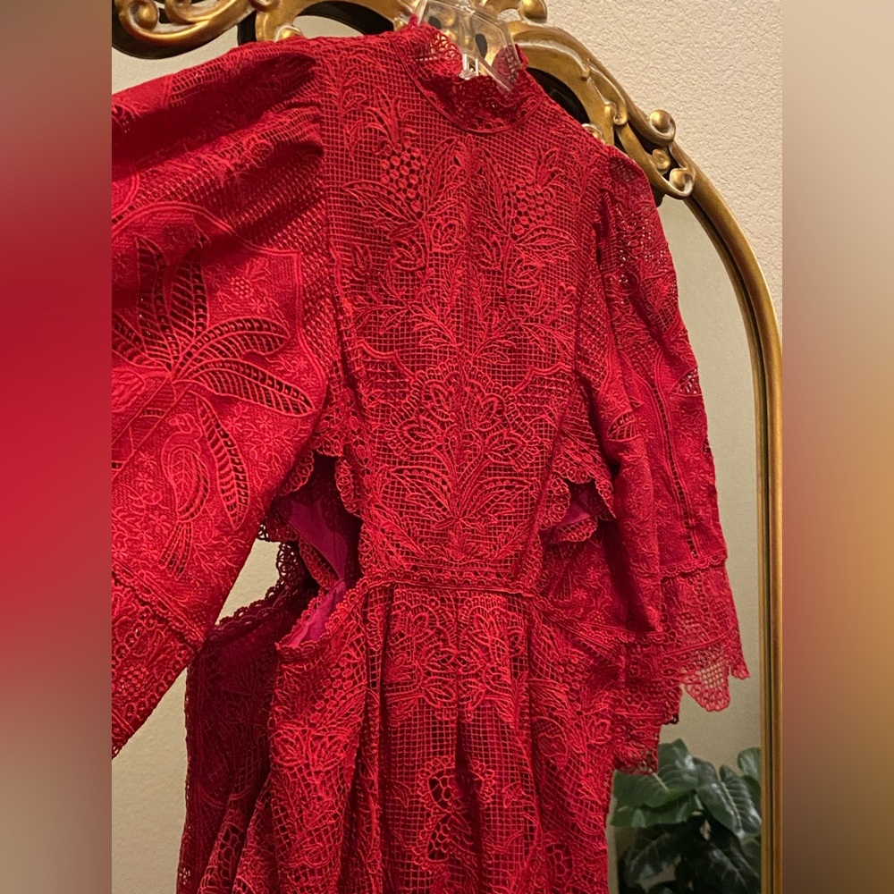 Farm Rio Guipire Cut Out Midi Dress Size M - Picture 6 of 12